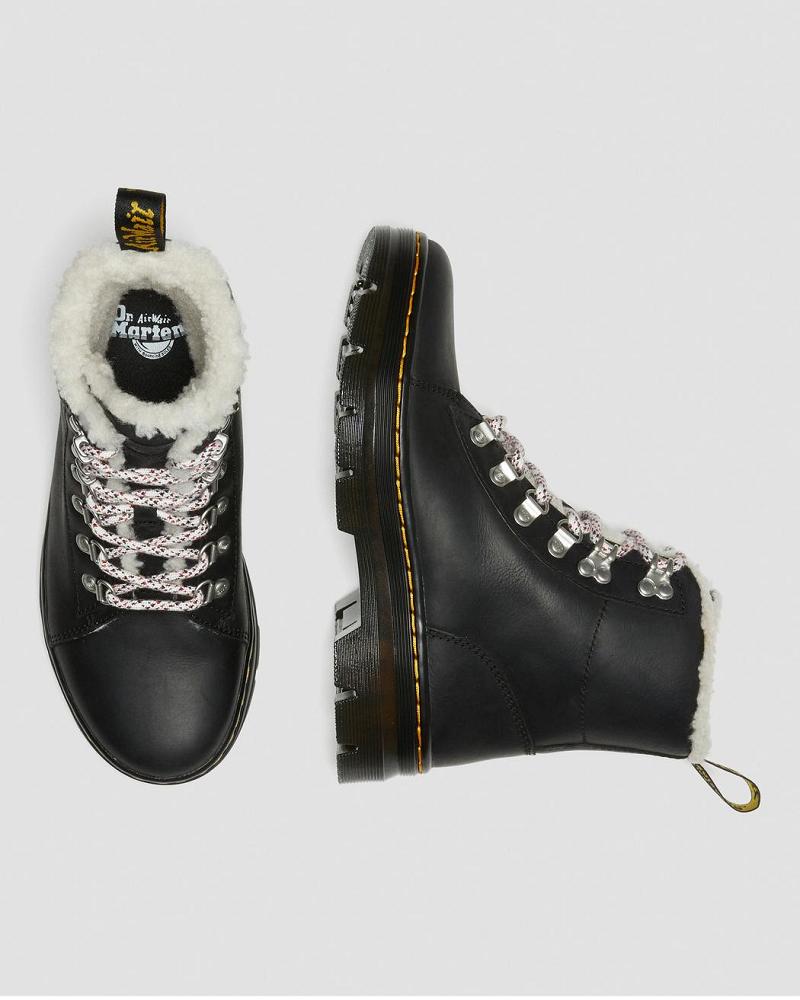 Dr Martens Combs Faux Shearling Forede Ankelstøvler Dame Sort | DK 47KOR